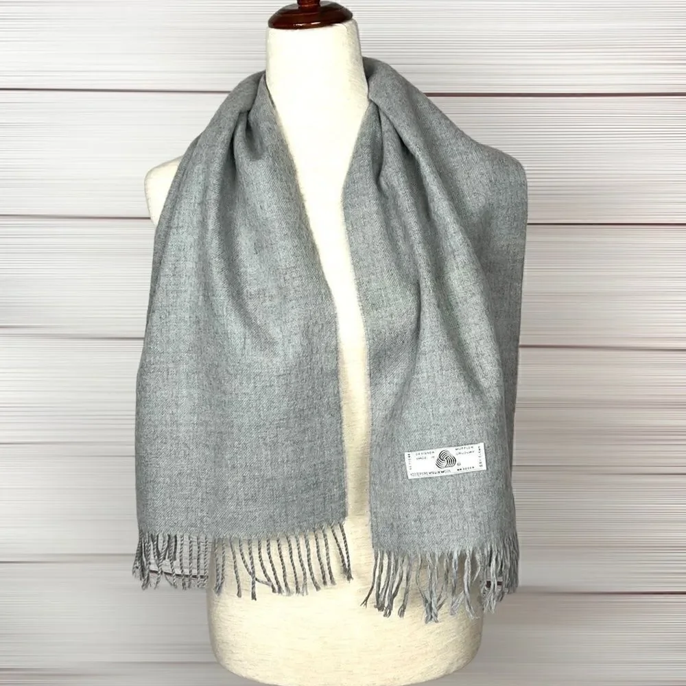 Virgin Wool Scarf Light Gray Men’s Women’s made in Uruguay